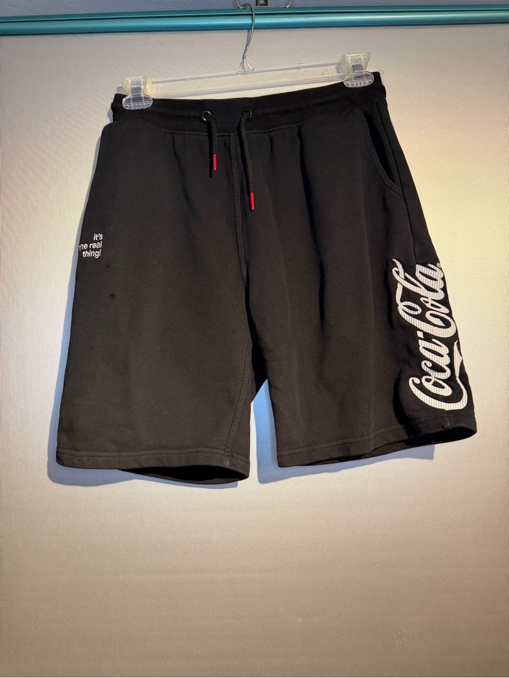 Coca Cola Black Men's Logo Athletic Shorts with White Script